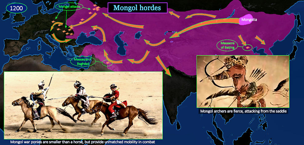 Mongol invasion, 1200s map